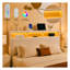 Grand lit plateforme tapissier avec tiroirs de rangement et tête de lit rembourrée, velours côtelé beige