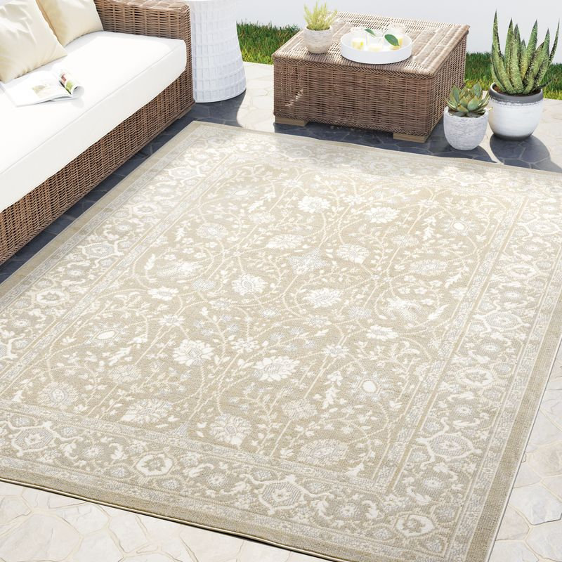 Tapis à motif floral oriental Abani Kyleigh DAL140A, Rectangle 7 pi 9 po x 10 pi 2 po