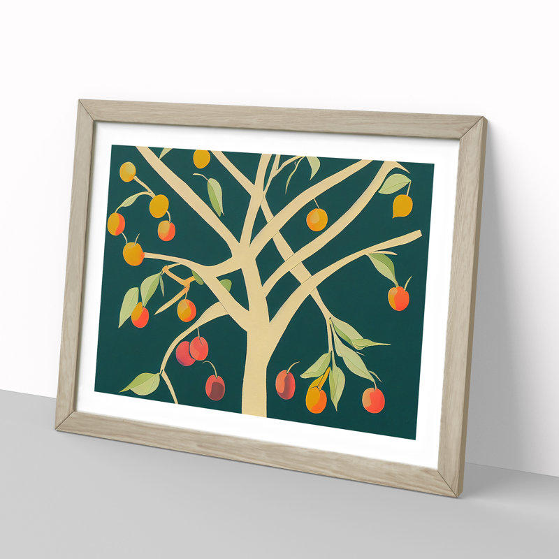 Fruit Tree Abstract - Framed Print, 46cm H x 64cm W x 2cm D, Oak Framed