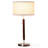 Carter 26 in. Mid-Century Modern Linen and Woodgrain LED Table Lamp