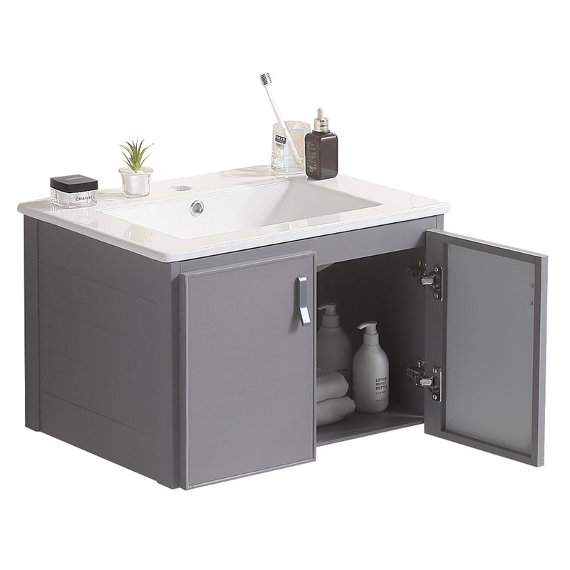 Meuble-lavabo mural en métal avec lavabo