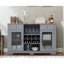 Buffet Modern Farmhouse, buffet avec 2 tiroirs et élégantes armoires en verre