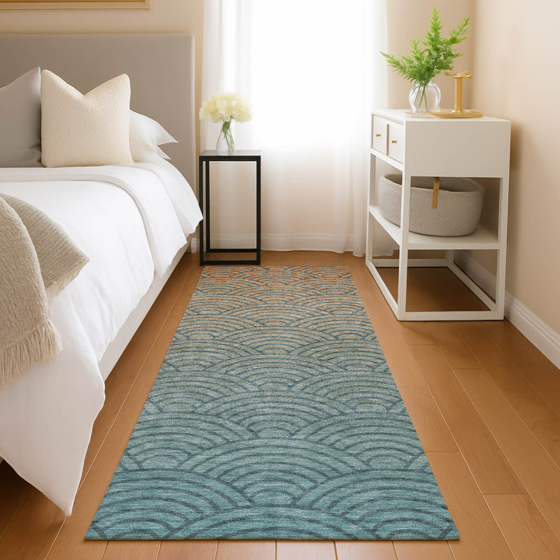 Machine Washable Indoor/Outdoor Kugler ACN2414 Geometric Rug, Runner 2'3" x 7'6"