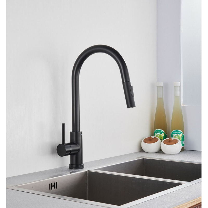 Robinet de cuisine rétractable Allora USA, Noir mat