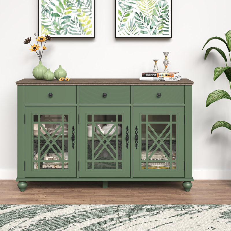 Storage Sideboard, Green/Dark Brown