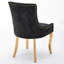 Chaises de salle à manger en chenille de style moderne avec pieds courbés plaqués or et garniture de rivet-1965217495