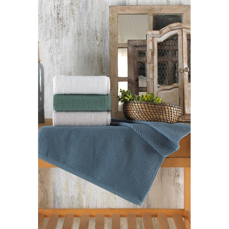 Ensemble de serviettes à main de qualité supérieure (4 pièces), 100% coton, 19,7 x 35,4 pouces | 440 g / m² pour une absorbance ultime | Bleu doux, gris, crème et blanc | Parfait pour la salle de bain, le spa et l'utilisation quotidienne, sensation luxueuse