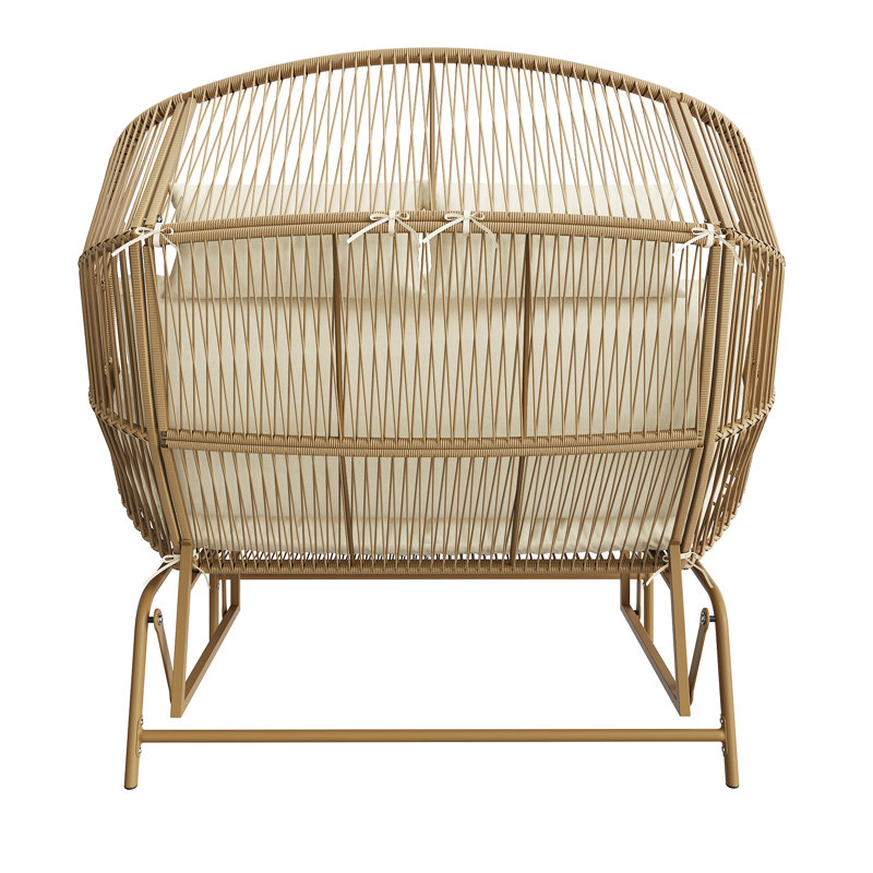Outdoor Lounge Chair, Beige, Natural Wood