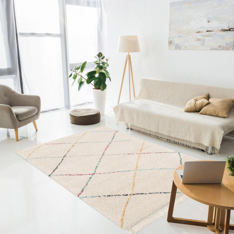 Geometric Shag Area Rug, Rectangle 200 x 290 cm