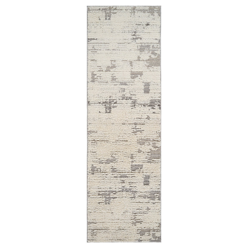 Tapis de couloir abstrait 8 po gris et crème