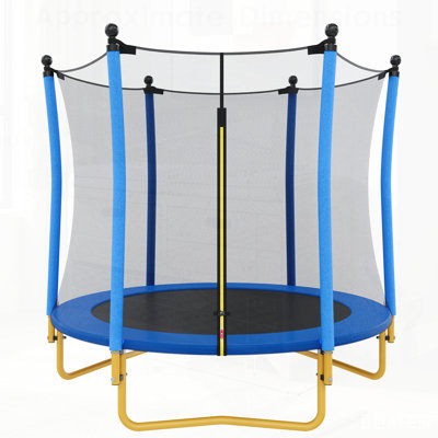 Kids Trampoline with Safety Net, Indoor Outdoor Toddler Trampoline with Enclosure, U-Shaped Stable Legs, Foam Padded Poles, Mini Trampoline for Kids