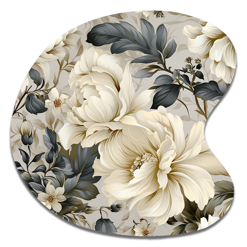 Rella - reproduction d'art asymétrique en métal à motif floral unique en métal, H 33 po x l 33 po