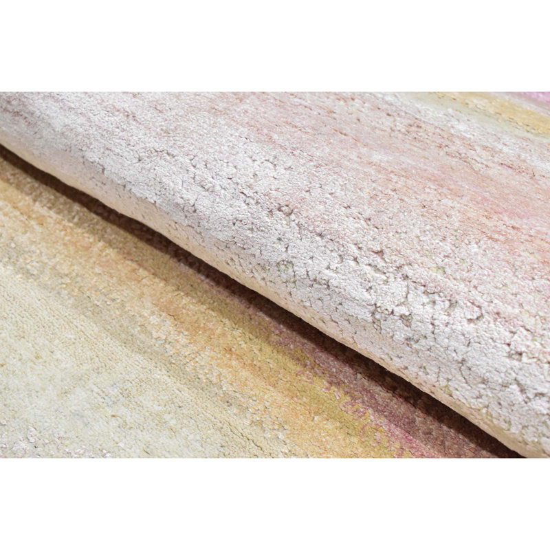 Abstract Area Rug in Yellow/Pink/Brown/White