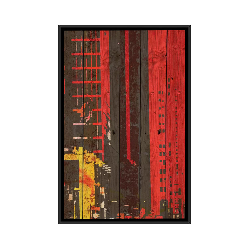 «Red Building II», impression sur toile tendue, H 26 po x l 18 po x P 1,5 po, Toile avec cadre noir, Pas de tapis