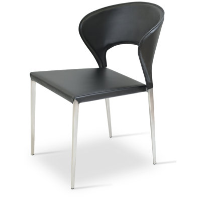 Chaise d'appoint en métal Prada en cuir noir