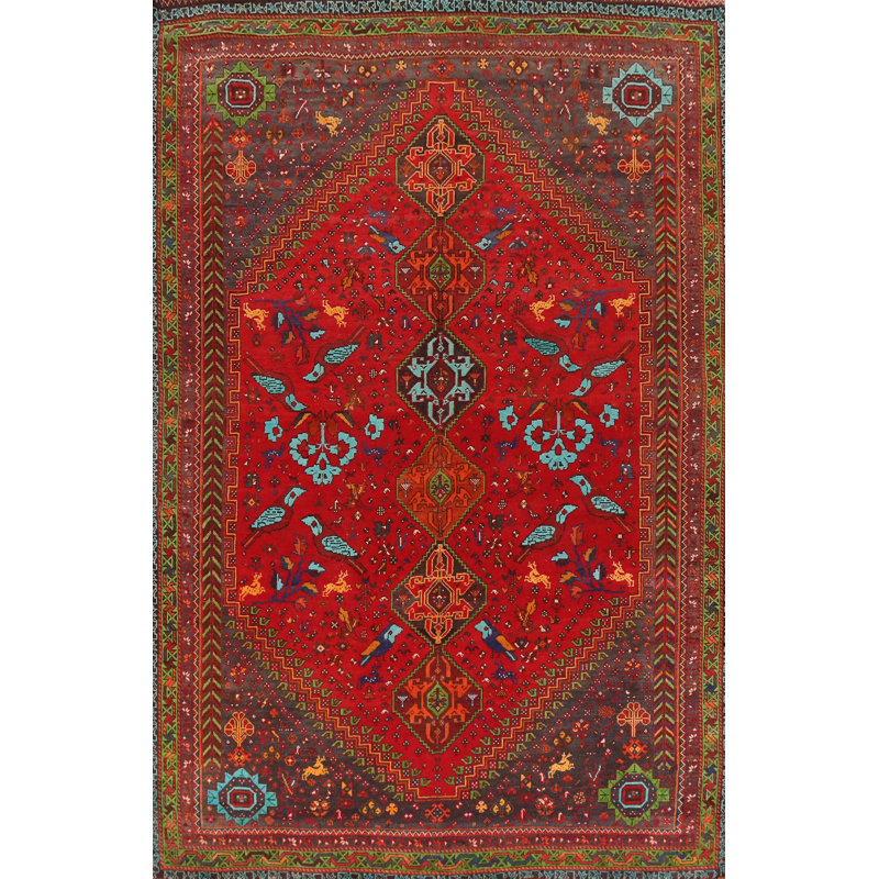 Tapis traditionnel à motif d'animaux 7 x 11