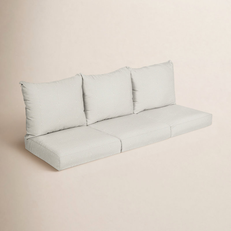 3 Piece Outdoor Sofa Cushion with Boucle Performance Fabric, Ivory