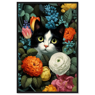 Secret Garden Cat Canvas Modern Art Prints by Art Remedy