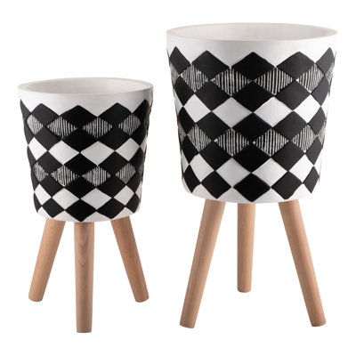 Jardinière Black Diamond avec pieds en bois, 12 po x 12 po x 21 po, matériau pour plantes grasses, terrariums et plantes d'intérieur d'intérieur