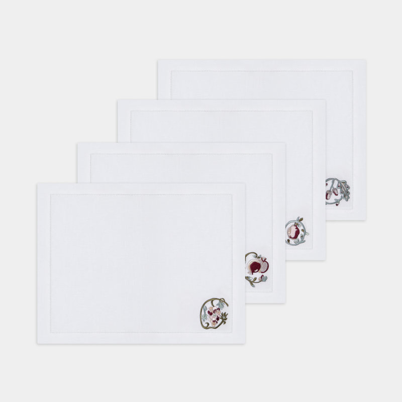 Fruit Motif Embroidered Linen Placemats