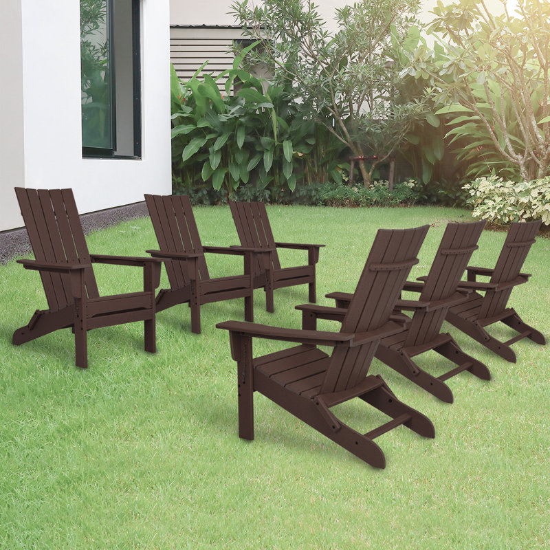 Ensemble de 6 chaises pliantes Durapatio Adirondack, Brun foncé