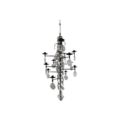 Light Iron  Mid-Century Modern Twelve-Arm Pendant Chandelier