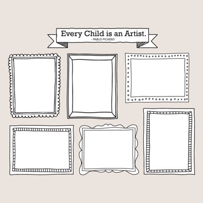 Cadres artistiques pour enfants avec citation