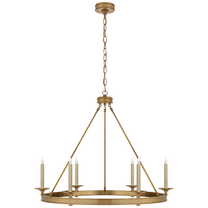 Chapman & Myers Launceton Ring Chandelier, Antique-Burnished Brass, 28.25" H x 36" W x 36" D