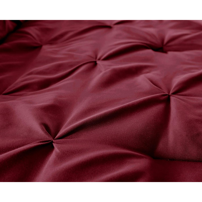 Berlin Pintuck Microfiber 3-Piece Comforter Set, King Comforter + 2 King Shams, Burgundy
