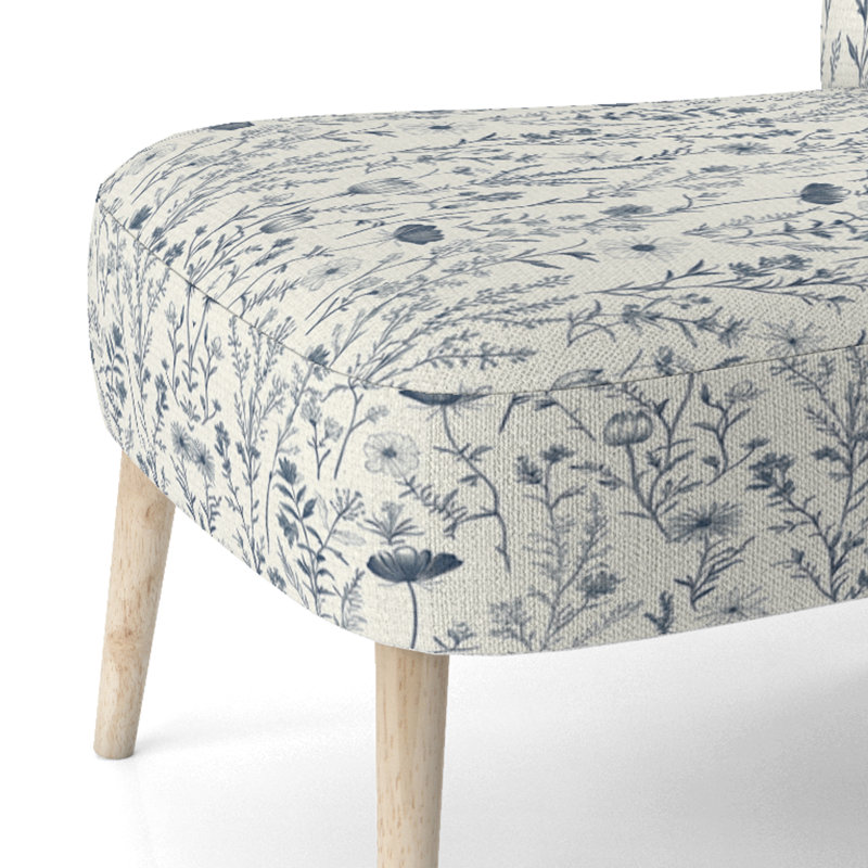 Chaise rembourrée French Country - Chaise d'appoint bleue Meadow Toile, Chaise d'appoint sans accoudoirs