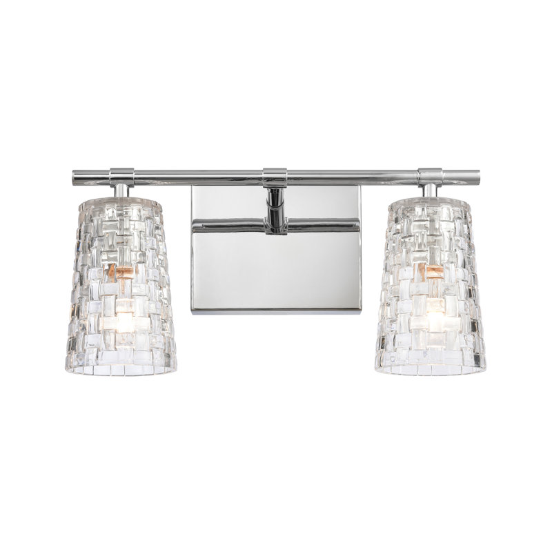 Éclairage pour meuble-lavabo à 2 lumières de 15 po de largeur Forville - nickel poli, H 8 po x l 15 po x P 6 po, Nickel