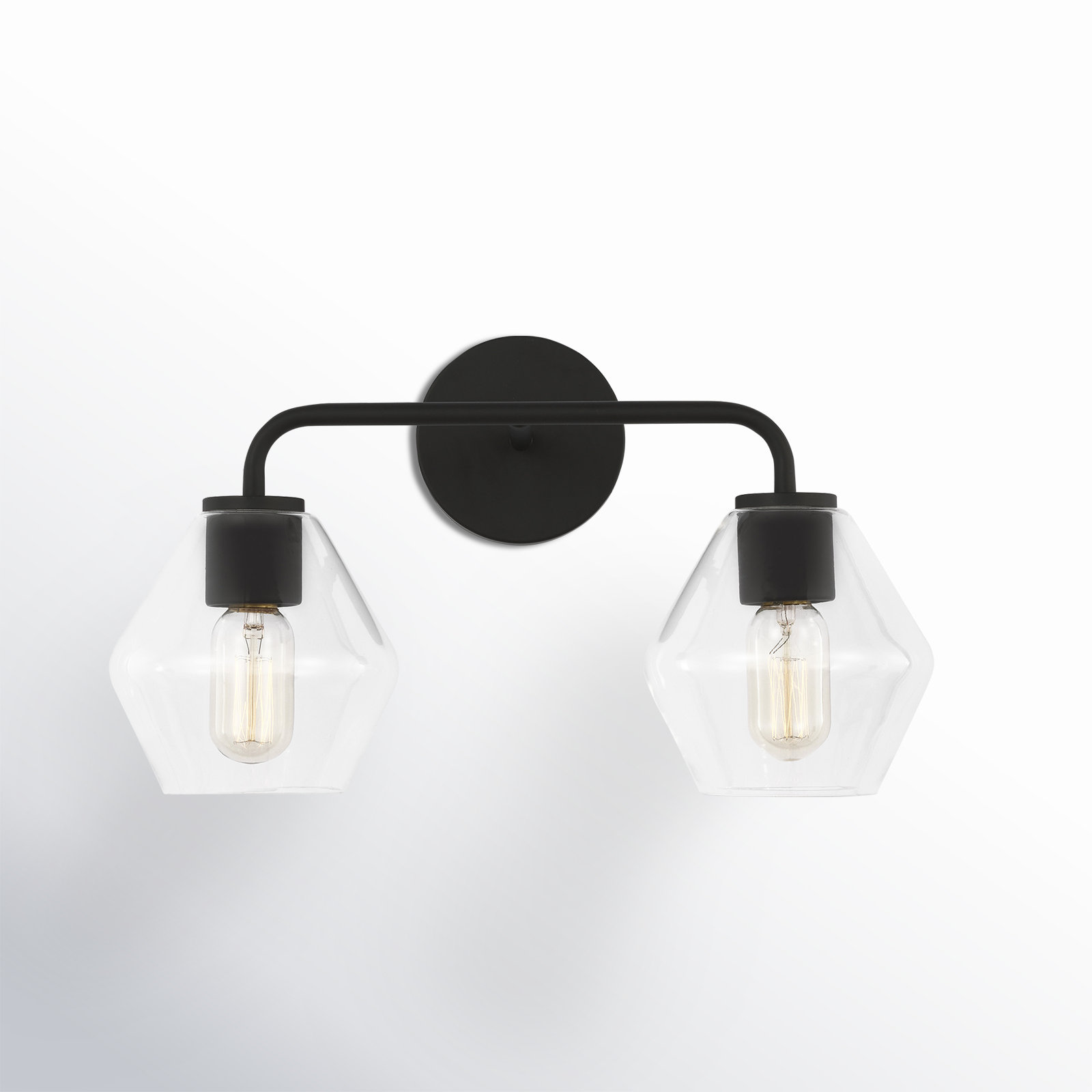 Rooks 2-Light Dimmable Vanity Light, Midnight Black, Clear