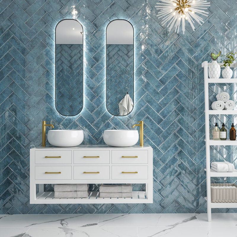 Noguez 30 x 10 cm Ceramic Tile in Blue