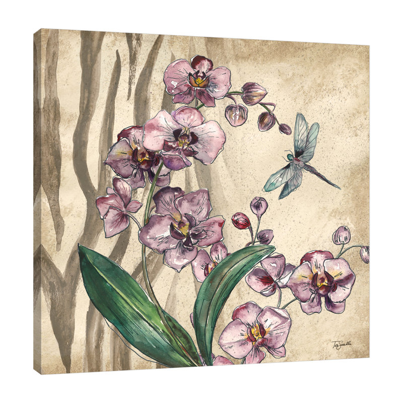 «Boho Orchid And Dragon Fly Zebra», toile tendue par August Grove®, H 18 po x l 18 po x P 1,5 po