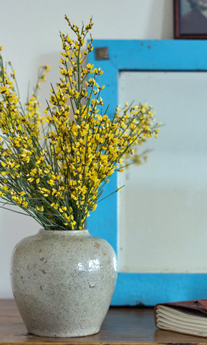 A closeup of the little flowers in the vase