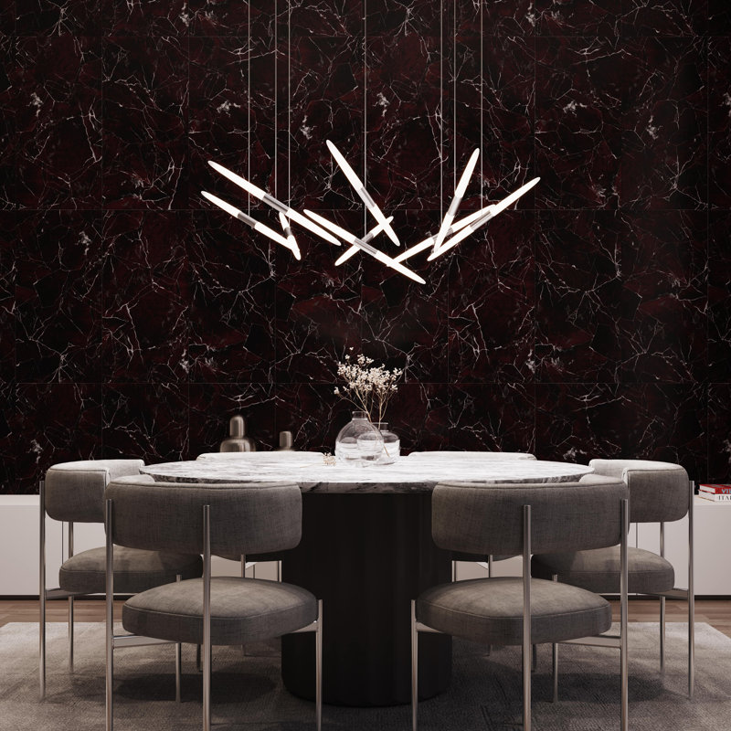 Ballet 9 - Light LED Chandelier, Bright Satin Aluminum