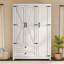 Armoire-penderie Chiara de 70 po de style ferme, 3 portes, 2 tiroirs et tringle, blanc vieilli-1129906012