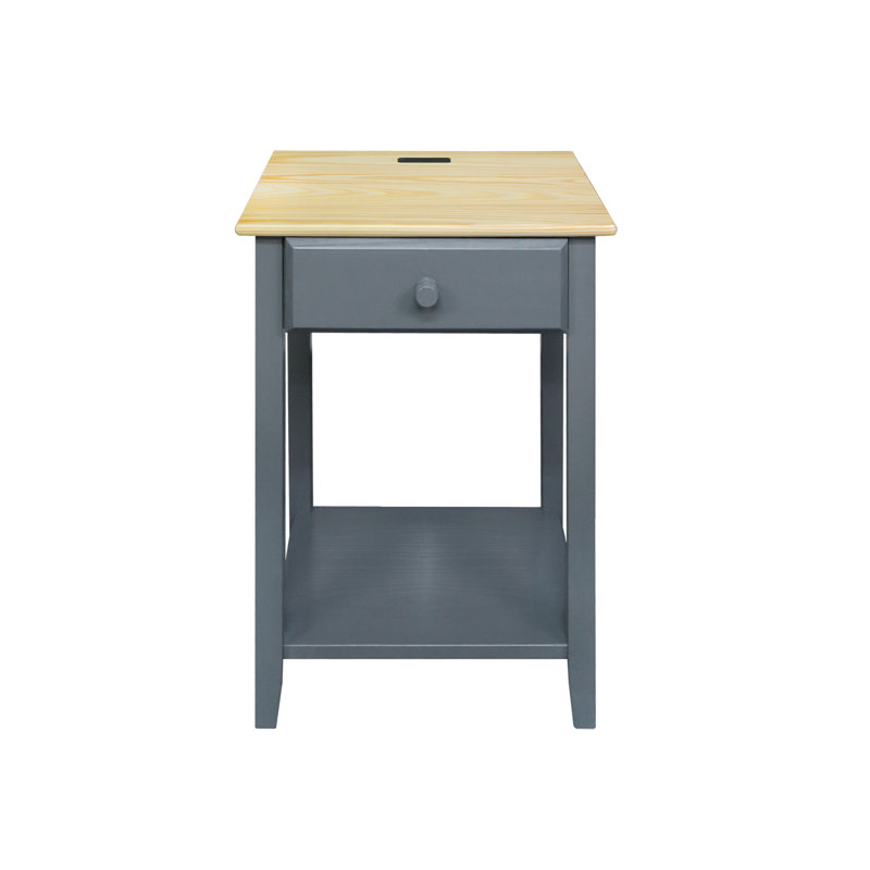 17.5'' W Solid Wood Nightstand, Gray/Natural