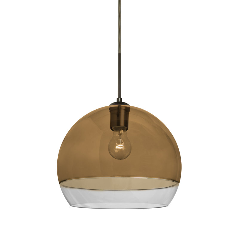 Emelia 1 - Light Single Pendant, Amber, Bronze, 9.75" H x 11.5" W x 11.5" D