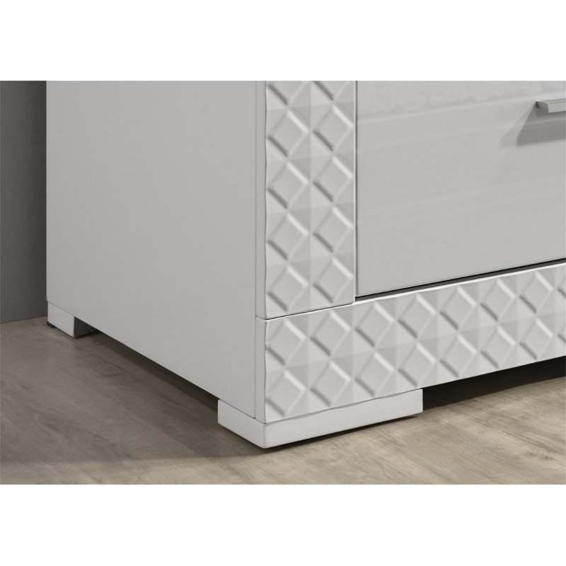 Superbe table de chevet 1pc blanche avec finition chromée ultra brillante et poignée de bar (avec table de chevet seulement)