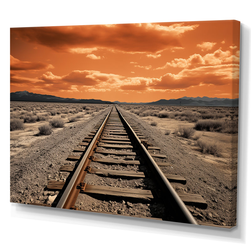 Train sur rails, impression de minimalisme sur toile, Toile tendue, H 12 po x l 20 po x P 1 po