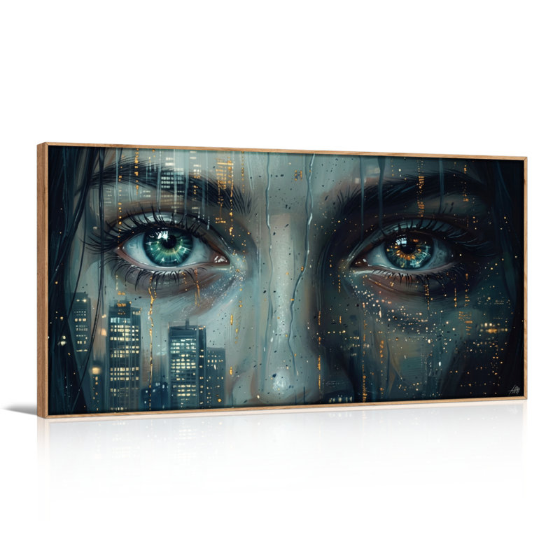 Ensemble de 1 tableau sur toile Cyber ​​Eyes, L 40 po x H 20 po, Natural