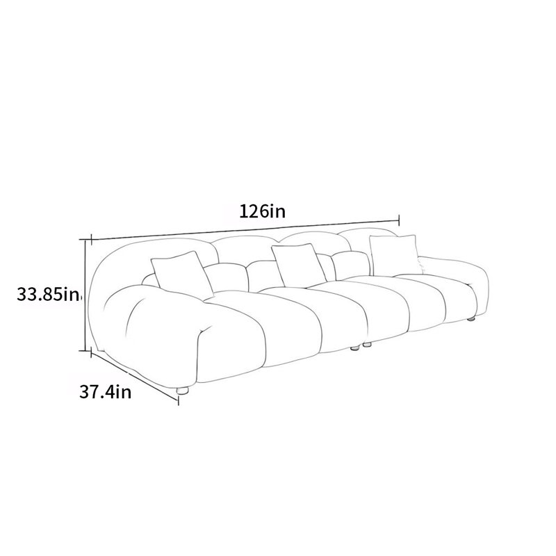 Canapé simple en tissu crème Cloud Duo, H 33,85 po x l 126 po x P 37,4 po, 5