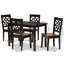 Ensemble de salle à manger 5 pièces Annorah en bois brun foncé et brun noyer, H 37,4 po x l 17,9 po x P 19,9 po-791202035-692721989-791202034