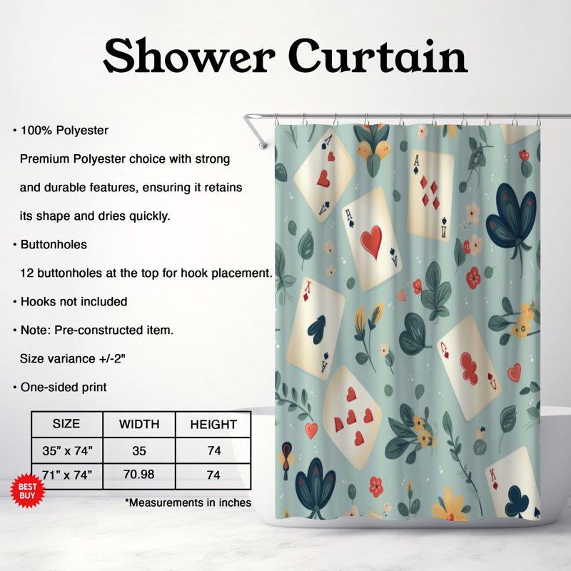 Game Patterns - Rideau de douche Premium, H 74 po x l 71 po