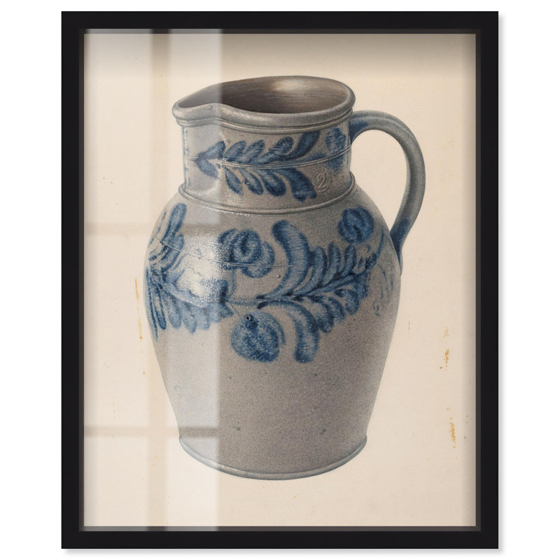 «Blue Vine Shadowbox Print» par Art Remedy, H 31 po x l 25 po, Noir