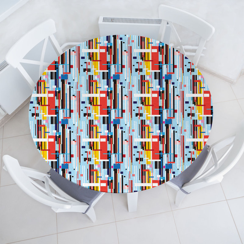 Ambesonne Modern Fitted Round Tablecloth Multicolor, 67.72" Round