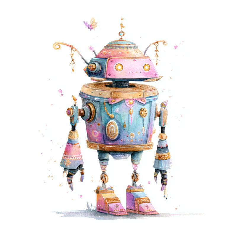 Rideaux de douche Whimsical Robot Illustration Extra Long, L 70 po x H 84 po