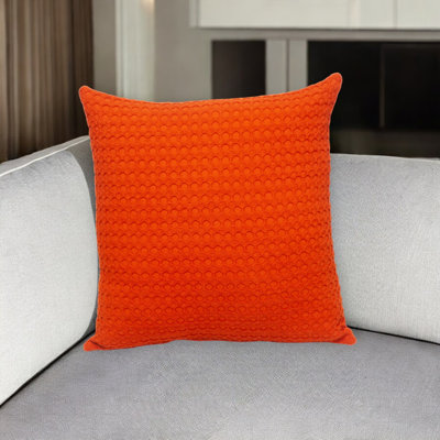 Coussin décoratif 20 "en coton orange avec texture