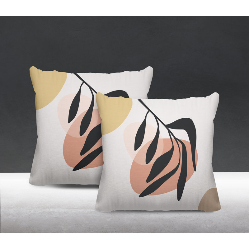 Jeté carré en polyester / mélange de polyester intérieur / extérieur, L 17 po x H 17 po, Saumon / beige